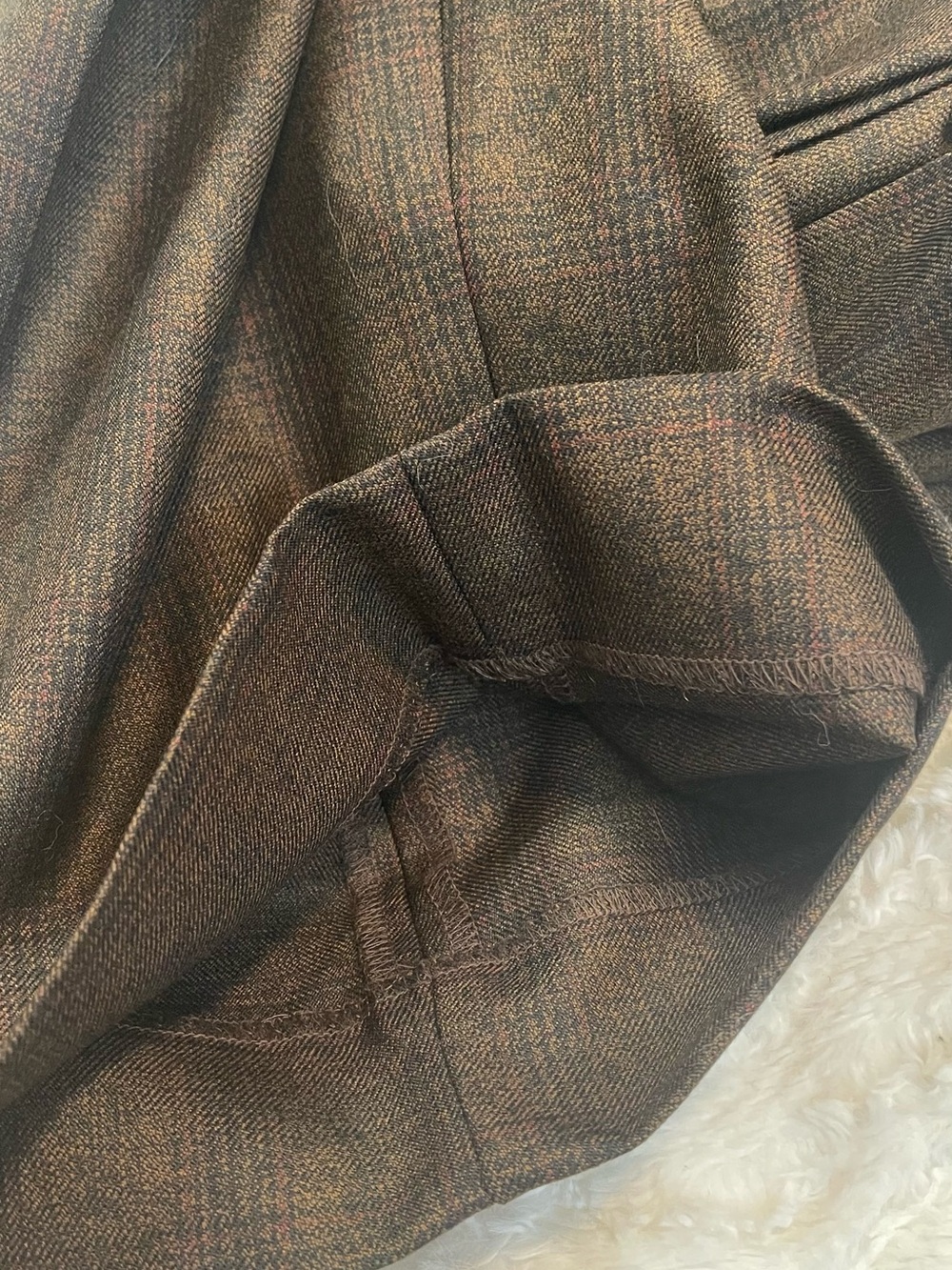 NWOT Banana Republic Wool Brown Plaid Double Pleat Wide-Leg Pants - Picture 11 of 16